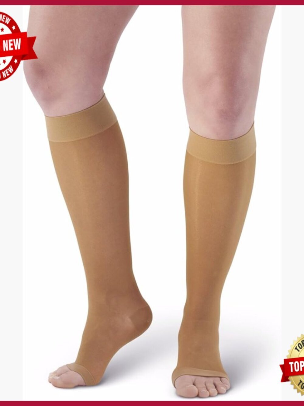 Firm Compression 20-30mmHg Sheer Open Toe Knee Highs M
